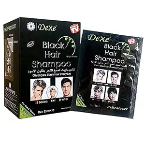 Dexe Black Hair Shampoo for Natural Hair, Temporary Instant Hair Dye Maintain, Easy to Use, Lasts 30 Days, Natural Ingredients (Pack of 10)