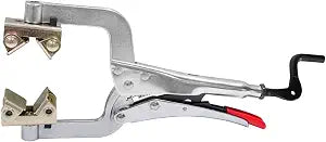 Strong Hand Tools 11 Locking Pipe Pliers with Large V-Pads, 1-1/2 to 2-1/2 Capacity, 3-1/2 Throat, Crank Handle, for Tube & Exhaust Welding, PG114V