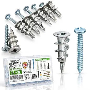 Metal Self Drilling Drywall Anchors Heavy Duty with Screws Kit-50Pcs