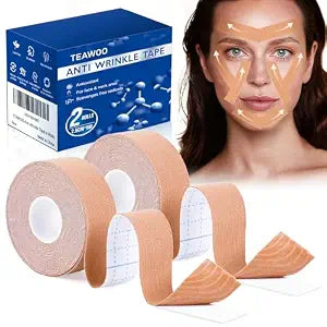 TEAWOO 2 Rolls Anti Wrinkle Face Tape,Facial Myofascial Lift Tape for Skin