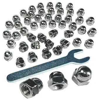 50pcs 1/4-20 Acorn Cap Nuts,1/4-20 Cap Nuts,Acorn Hex Dome Head Dome nut,304 Stainless Steel,hardware18-8,Bright Finish with Open End Wrench
