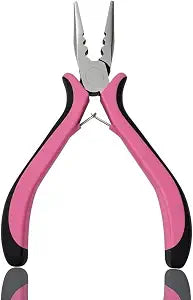 Hair Extension Pliers with 3-Hole Design for Micro and Nano Rings, Durable and Ergonomic Hair Extension Tools for Professional Hairs Extensions and Removal Tool (Pink)