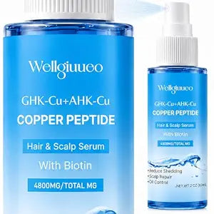 Copper Peptide Hair Growth Serum Spray with GHK-Cu + AHK-Cu, Redensyl, Capixyl, Biotin, Niacinamide and Caffeine – Leave-in Scalp Serum for Thinning Hair, Shiny Hair, Non-greasy, 2 fl oz