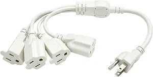 1.5FT Extension Cord Splitter, 4 Way 3 Prong 1 to 4 Power Cord Splitter