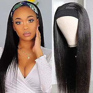 Headband Wig Human Hair Straight 18 Inch Headband Wigs for Black Women