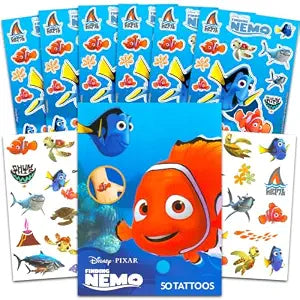 Finding Nemo and Finding Dory Party Favor Set - Bundle with 50 Nemo Temporary Tattoos and 150 Dory Stickers | Disney Party Supplies for Kids