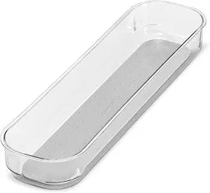 madesmart Clear Soft Grip 14x4 Bin Organizer, 14.25" x 3.69", Lt. Grey