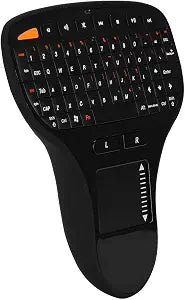 Hilitand Keyboard, 2 in 1 Multimedia Keyboard with Trackball Mouse and Touchpad, Mini Keyboard QWERTY US Layout for TV Box, Laptop, Computer, 2000 / Linux,