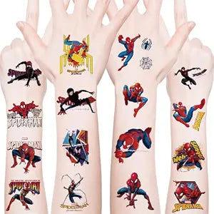 40PCS Cool Movie Spider Man Temporary Tattoos Birthday Themed Party Supplies Decoration Favors Cartoon Hero Waterproof Sticker for Teens Home Activity (SPI40EF)