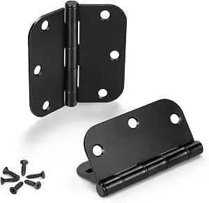 KNOBWELL Matte Black Door Hinges, 3.5" x 3.5" Interior Door Hinges, 3 Pack
