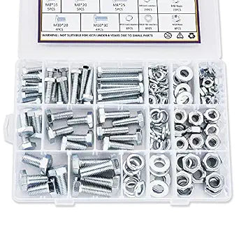 188PCS Nuts and Bolts Assortment Kit M6 M8 M10 Metric Screw Sets