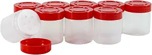 Pinnacle Mercantile Plastic Spice Jars, 9 Pack 1 Oz Mini Spice Jars Plastic With Sifter Lids, Red Caps, Food Safe Glitter Containers For Kitchen And Craft Storage