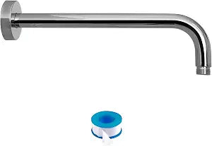 Lordear Wall Mounted Shower Arm, 12 Inch Shower Pipe with Flange, 1/2 NPT Round Shower Stem for Shower Head, Chrome