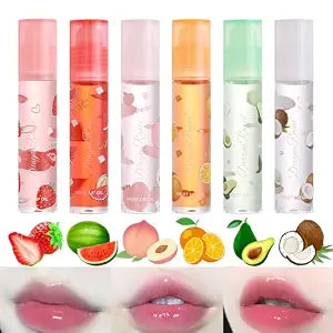 Moisturizing 6 Pcs Roll-on Lip Oil Set Fresh Lip Glaze Transparent Colorless Moisturizing Lip Lotion Hydrating Lip Oil Set for Lip Care (#4)