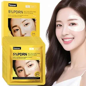 8 Pairs 5% PDRN Under Eye Patches, 6-in-1 Bio-Collagen 360�� Eye Patches for puffy eyes, dark circles & Wrinkle | 2% Caffeine, Kojic acid, Retinol, Hyaluronic, Niacinamide | Korean Eye Care
