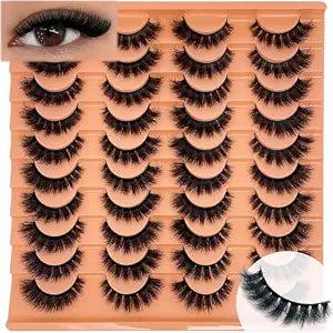 Short Fluffy Cat Eye Lashes Strips Natural Look Faux Mink Eyelashes