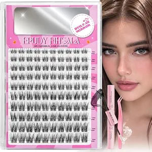 Natural Wispy Lash Clusters Kit with Mirror,Fluffy Eyelash Clusters 8-14mm