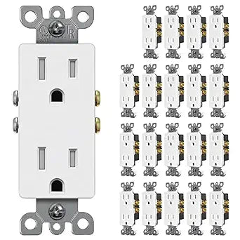 CML 15 Amp Decorator Tamper Resistant Wall Receptacle Outlet, 20 Pack