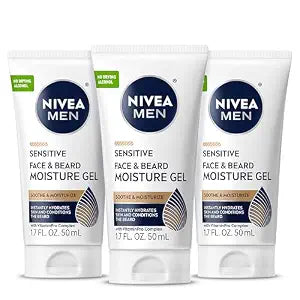 NIVEA MEN Sensitive Face and Beard Moisture Gel, Multipack, 3 x 1.7 FL OZ