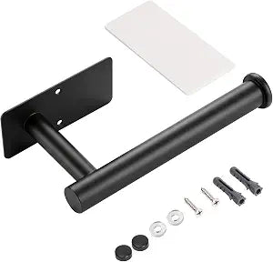 Toilet Paper Holder Wall Mount, Adhesive/Screw, for Bathroom, RV, Black
