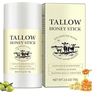 Honey Tallow Balm - 100% Grass-fed Tallow | Beef Tallow Face Cream Rich in Natural vitamins A, D, E, K, Omega Fatty Acids | Tallow Honey Balm with Shea Butter&Olive Oil | Beef Tallow Face Cream - 75G