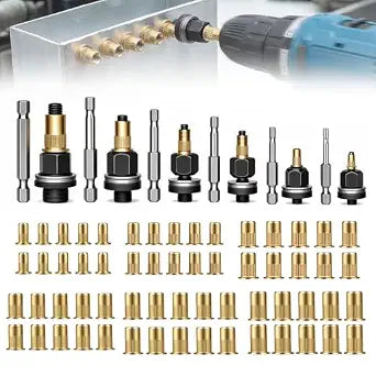 6 Rivet Nut Pliers & 60 Press-in Nuts Tool Kit for M3 to M10 Installation