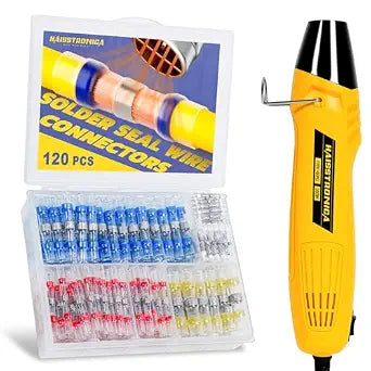 haisstronica 120PCS Solder Seal Connector Kit, 350W Heat Gun, AWG 26-10