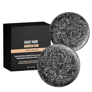 Black Shampoo Bar for Hair & Beard Darkening,Gray Hair Reverse Bar Soap,Deep Clean & Nourish the Scalp, Black Soap for Gray Hair Coverage, Natural Darkening Shampoo Soap 2Pcs