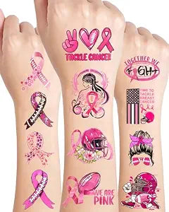 152 Pieces Tackle Breast Cancer Awareness Temporary Tattoos Stickers,20 Sheets Pink Out Football Breast Cancer Awareness Themed Tattoos Stickers Party Decoration Supplies favors for Kids Adults