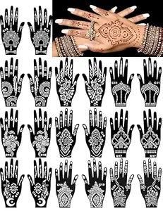 20 Sheets Henna Tattoo Stencils kit,Reusable Hand Stencils for Hand Glitter Airbrush DIY Tattooing Indian Temporary Tattoo Stickers, Gifts