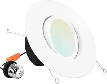 LUXRITE 5/6 Inch Gimbal LED Recessed Lighting Can Lights, 11W=90W (1 Pack)