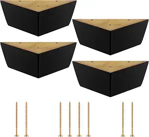 4 Pack Wooden Furniture Legs Chair Couch Feet Replacement 2.5 x 5 Inches Triangle Corner Sofa Legs Replacement with Screws for Couch Chair Ottoman