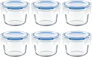 Mini Glass Storage Containers, 7 oz Food Containers, Set of 6