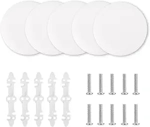 5pcs CP3540 Round Ceiling Box Cover Plates, 13.7cm/5.39in Round Electrical Box Cover Paintable White Blank Wall Plate with Brackets & Screws for Home Office Ugly Holes