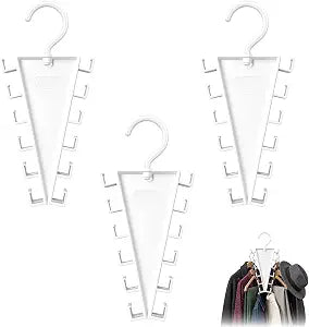 3Pcs V-Shaped Hanger Organizer, 12 Hooks Rotating Closet Hangers, Space-Saving Hanger Holder for Wardrobe, Bedroom & Dormitory, Can Storage Shirts, Hats, Ties, Belts and Scarves