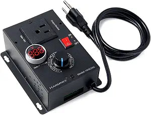 AC Motor Speed Controller 110-120V / 10A Rated / 15A Max AC Electric Voltage Regulator Variable Fan Speed Controller with Voltage LED Display Screen & Black-Coated Matt Metal Shell