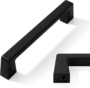 6 Pack 5 inch Solid Matte Black Cabinet Handles Kitchen Hardware Drawers Bathroom Vanity Cabinet Door Handles