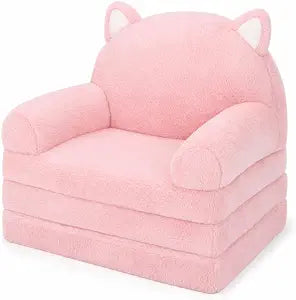 MONKISS Kids Couch, Comfy Toddler Chair, 2 in 1 Fold Out Kids Sofa