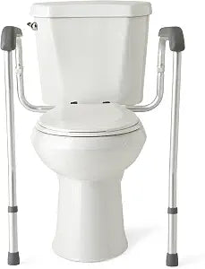 Medline Toilet Safety Rail with Arms - Foldable Aluminum, Sturdy & Secure, Elderly Assistance