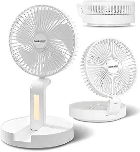 Geek Aire Personal Cooling Fan that Blow Cold Air, Portable Rechargeable Desk Fan with LED, Oscillating Standing Table Fans, Battery Powered Floor Fan for Bedroom, Travel, Dorm, Cruise RV Essentials