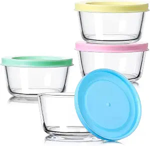NUTRIUPS 8oz Small Boreosilicate Glass Containers with Lid