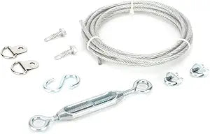 Anti-Sag Gate Kits for Wooden Fence, Steel in Zinc, Anti-Sagging Gate Support Cable Kit Hardware, Gate Sag Frame Kit Hardware for Wooden Fence, Wood Gate Door Repair Kit for Outdoor, 1 Pack