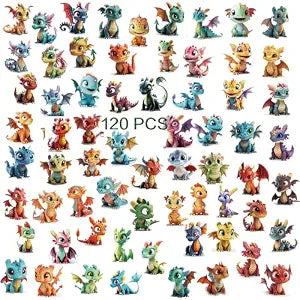 AWLEE 120 PCS Individual Dragon Temporary Tattoos Stickers for Kids