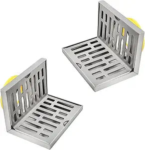 Pair of 304 Stainless Steel Wall Side Floor L-Shaped Drain Shower Balcony Wall Corner Floor Drain L- Shaped Horizontal Drainage for Bathroom Kitchen, 4.7 Inch Length