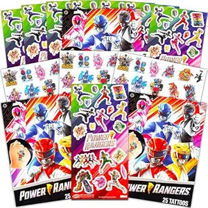 Power Rangers Party Favors Pack - Bundle with 150 Stickers and 75 Temporary Tattoos for Boys, Girls, Kids | Power Rangers Party Supplies