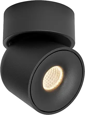 Aisilan 7W Dimmable LED Ceiling Spotlight, Adjustable Directional Surface Flush Mount Lighting, Wall Spot Lights Indoor Accent Fixture Fitting for Kitchen Bedroom Living Room, 3000K, Black