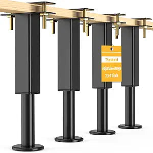NESAPTO 4PCS Adjustable Height Bed Support Legs, 7.3-11 in Metal Bed Risers