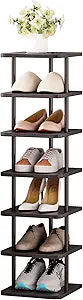 SORCEDAS Shoe Rack Vertical Shoe Shelf Narrow Tall Storage for Closet