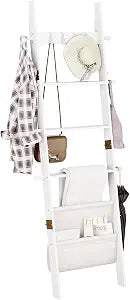 ELYKEN Blanket Ladder, 5-Tier Wooden Towel Rack, Farmhouse Blanket Rack