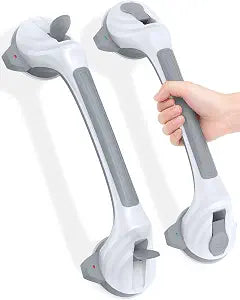 Shower Grab Bars for Seniors, 16.7" Suction Cup Shower Handles, 2Pack Grey